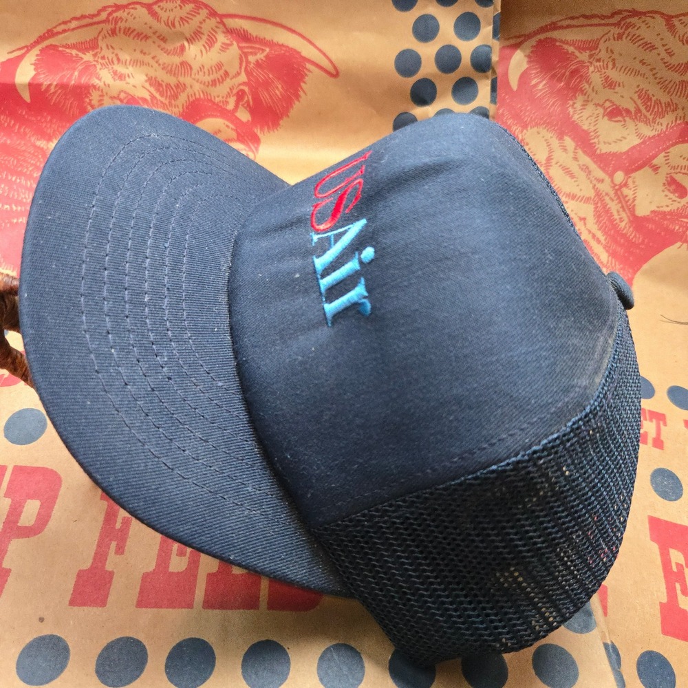 VTG Swingster USAir Airline Hat Navy Blue Aviation OSFA Mesh Back Snapback USA - Picture 2 of 7